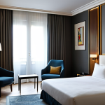 아트호텔과 아트워크 - Madrid Boutique Hotel Room**

"A stylish hotel room in Madrid, Spain, featuring modern art on the wa...