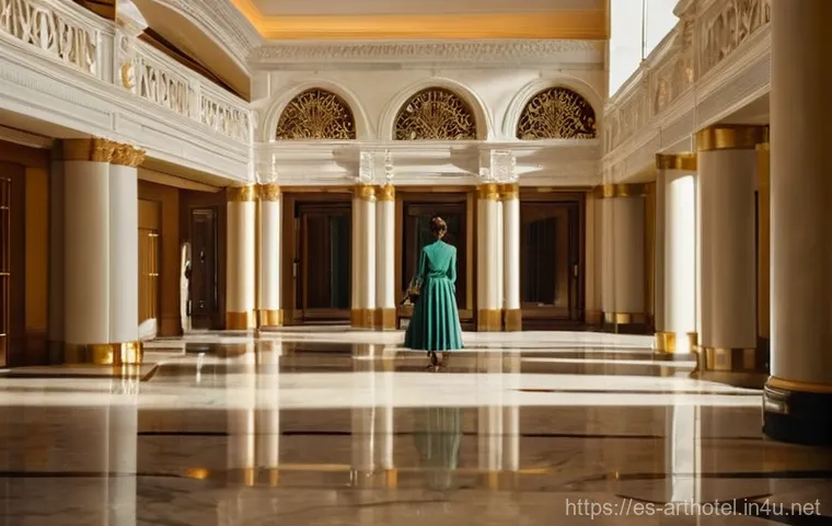 아트호텔에서의 사진 촬영 포인트 - **Prompt 1: Golden Hour Admiration in a Grand Hotel Lobby**
    "A person, elegantly dressed in a mo...