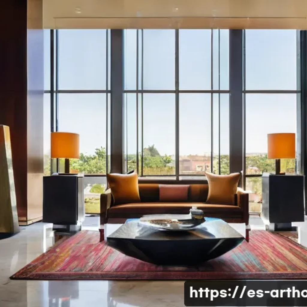 아트호텔의 미술작품 컬렉션 - **Prompt 1: Welcoming Grandeur of an Art Hotel Lobby**
    An elegant and spacious hotel lobby bathe...