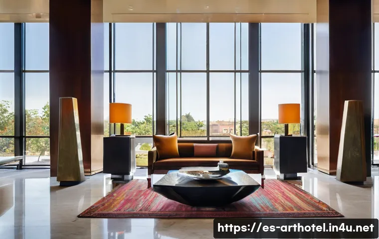 아트호텔의 미술작품 컬렉션 - **Prompt 1: Welcoming Grandeur of an Art Hotel Lobby**
    An elegant and spacious hotel lobby bathe...